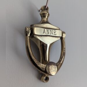 ANNE Customized Engraved Solid Brass Door Knocker 4" Custom Classic Vintage Gold